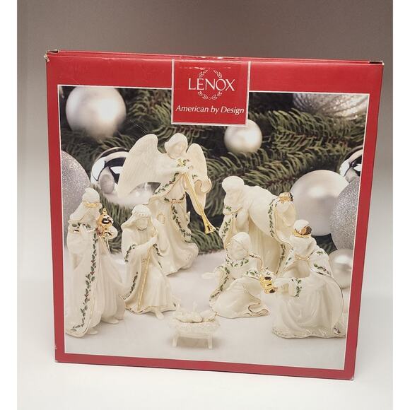Lenox VTG Holiday 7PC Miniature Nativity Figurine Set Holy Family 3 Kings Angel - Picture 1 of 16